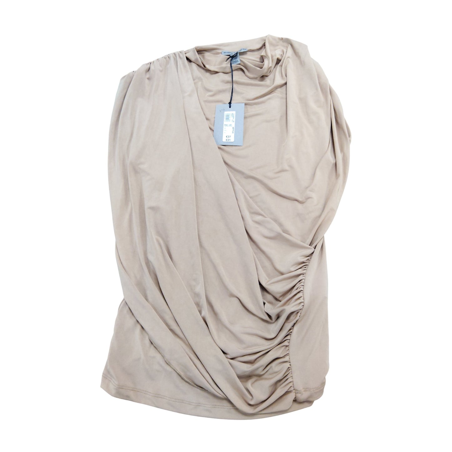 River Island Women's Wrap Top Size S Lightweight Nude Short Sleeve T-Shirt