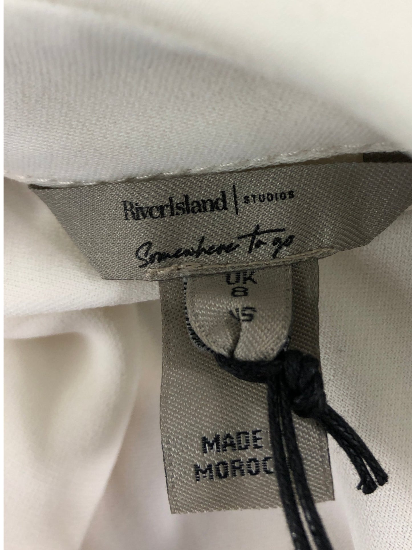 River Island Studio Summer Top UK8 Women's Cream Polo Style 100% Polyester