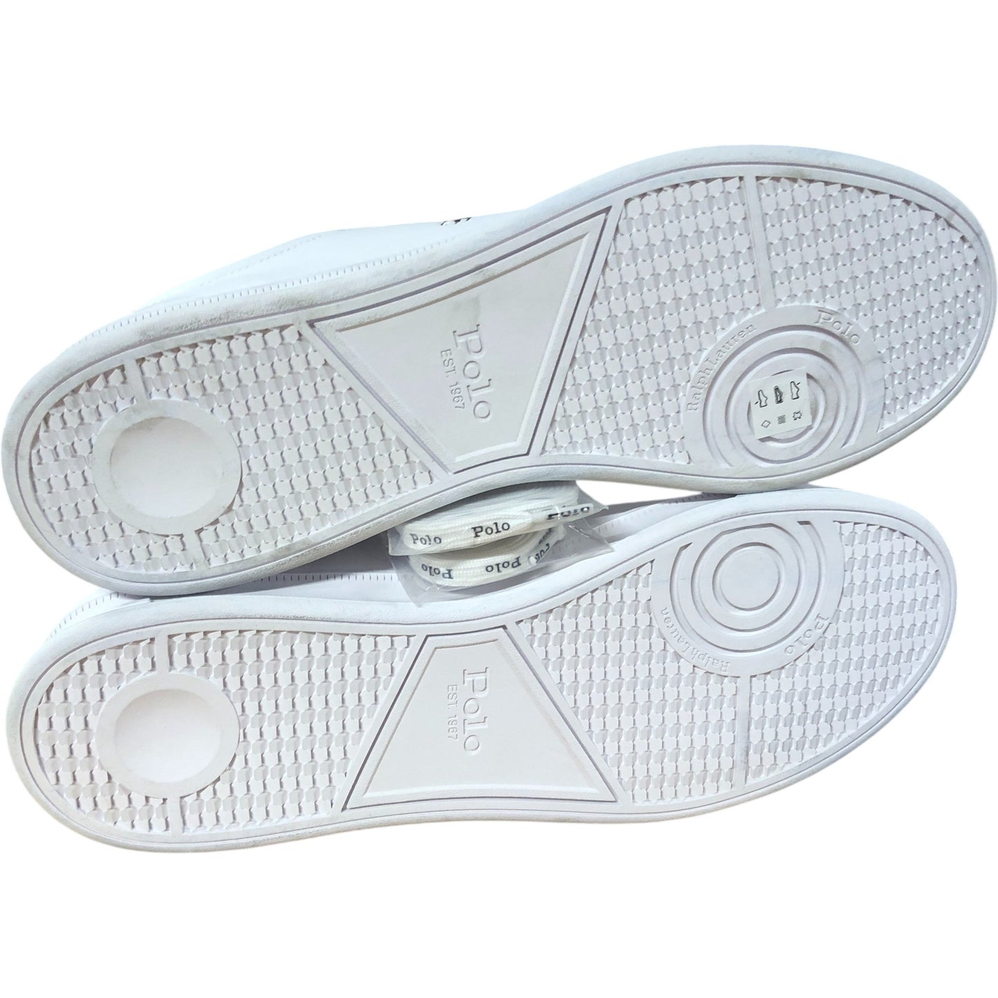 Polo Ralph Lauren Trainers UK12 Men’s Casual White Leather Upper Black Accents