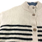 UK18 Women's Striped Cardigan Cream Black Knitted Button Front