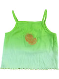 La Dolce Vita Girls Crop Top Neon Green Ribbed Summer Style Emblem 11-12 Years