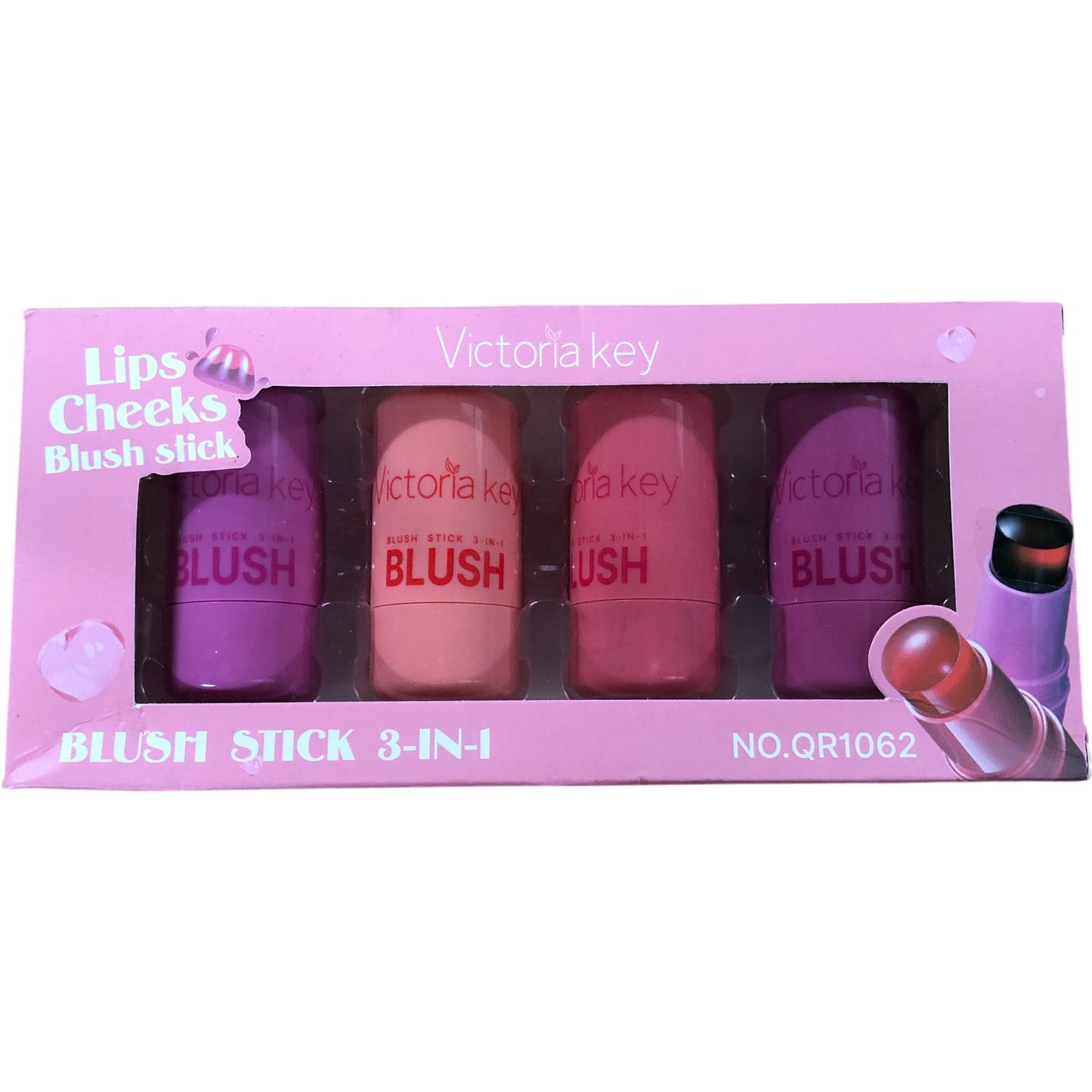 VICTORIA KEY Jelly Tint Blush Set 3 in 1 Lips Cheeks Blush Stick 5g x 4PCS