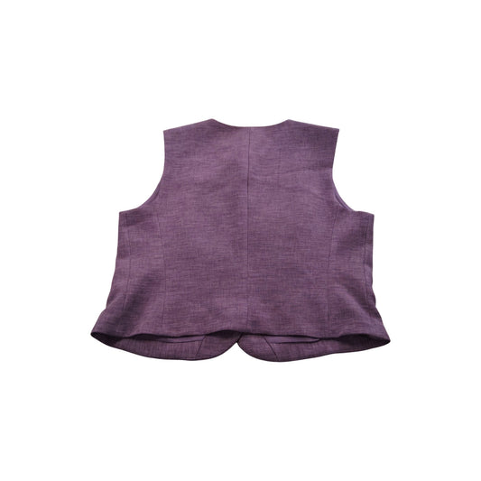 River Island Vintage Style Cropped Vest UK14 Women's Button Detail Plum