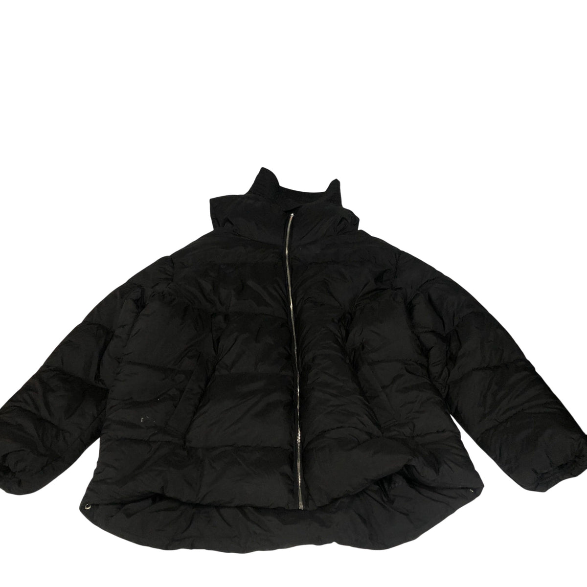Hooded Puffer Jacket Black Zip Up Warm Coat Lightweight Large UK14-16