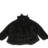 Hooded Puffer Jacket Black Zip Up Warm Coat Lightweight Large UK14-16