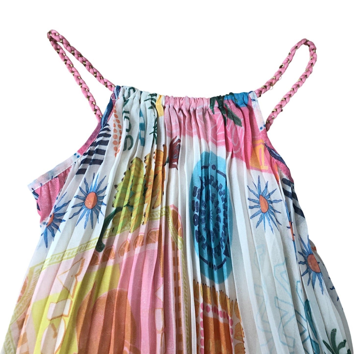 Girls Dress Bright Colourful Patterned Holiday Style Summer Dress 5-6 Years