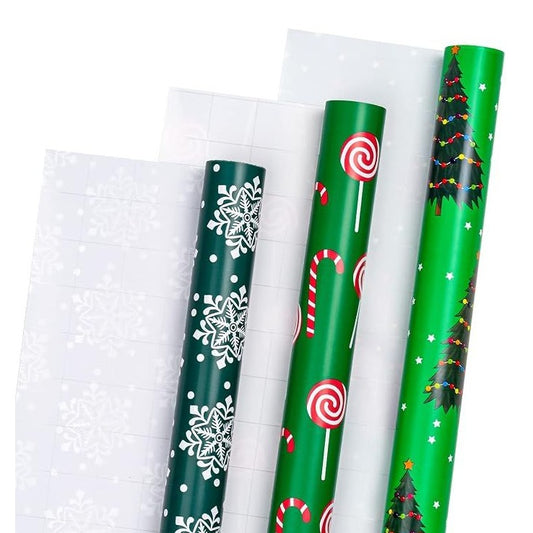 Christmas Wrapping Paper Multi Colour Pack 3 Rolls 43cm x 305cm