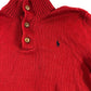 POLO By Ralph Lauren Men's Medium Red Jumper Knit Sweater Button Neck Collar