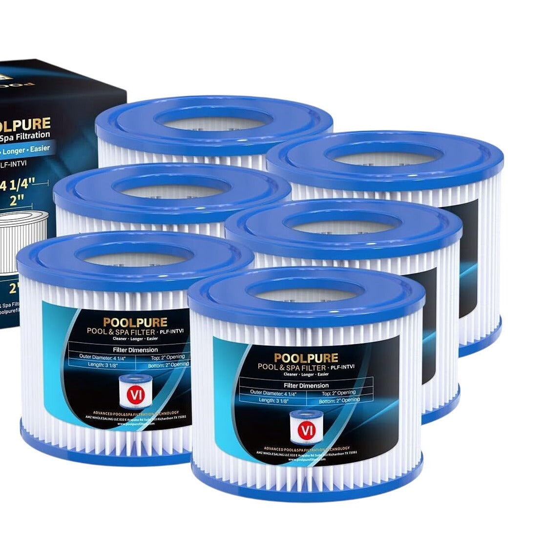 POOLPURE Pool and Spa Filtration Filters Pack of 6 PLF-INTVI