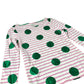 Long Sleeve Top Women’s Green Spots Pink Stripe Size UK8