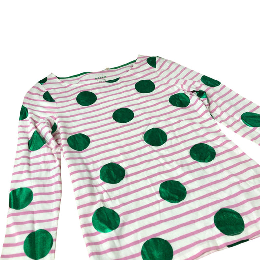 Long Sleeve Top Women’s Green Spots Pink Stripe Size UK8