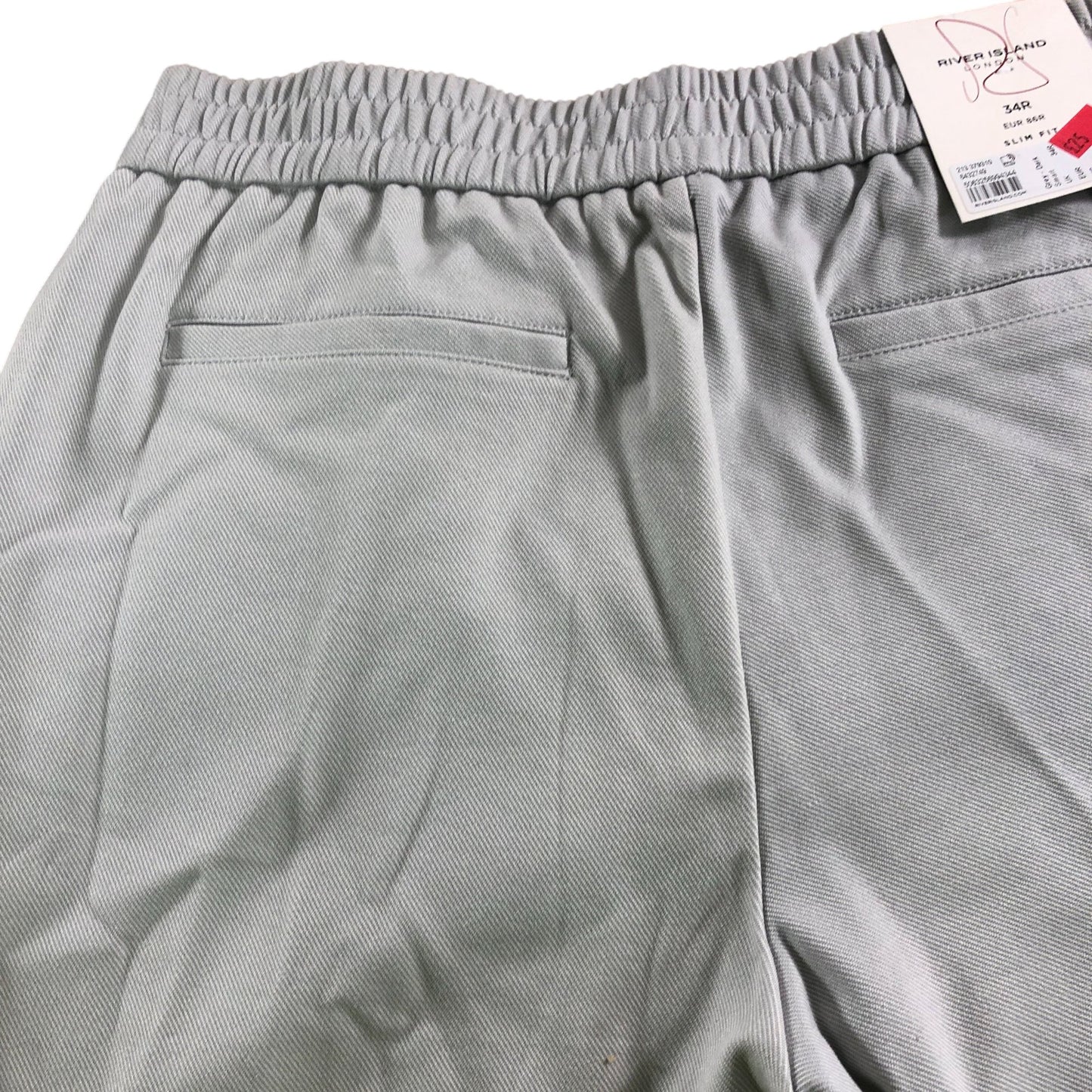 River Island Slim Fit Trousers 34R Men's Stretchy Casual Light Grey