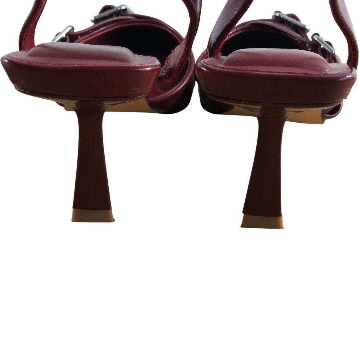 Slingback Heels UK3 Women's Red Buckle Detail Pointed Toe