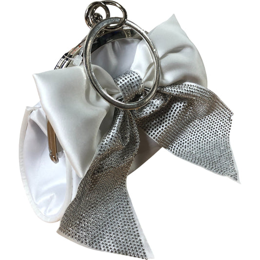 Branded Elegant Satin Coin Purse With Silver Bow And Ring Closure New With Tags