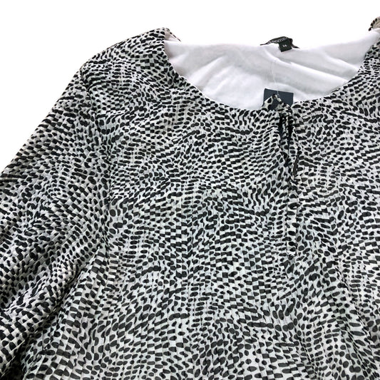 Tunic Top Size 26 Women's Black And White Spots 3/4 Sleeve