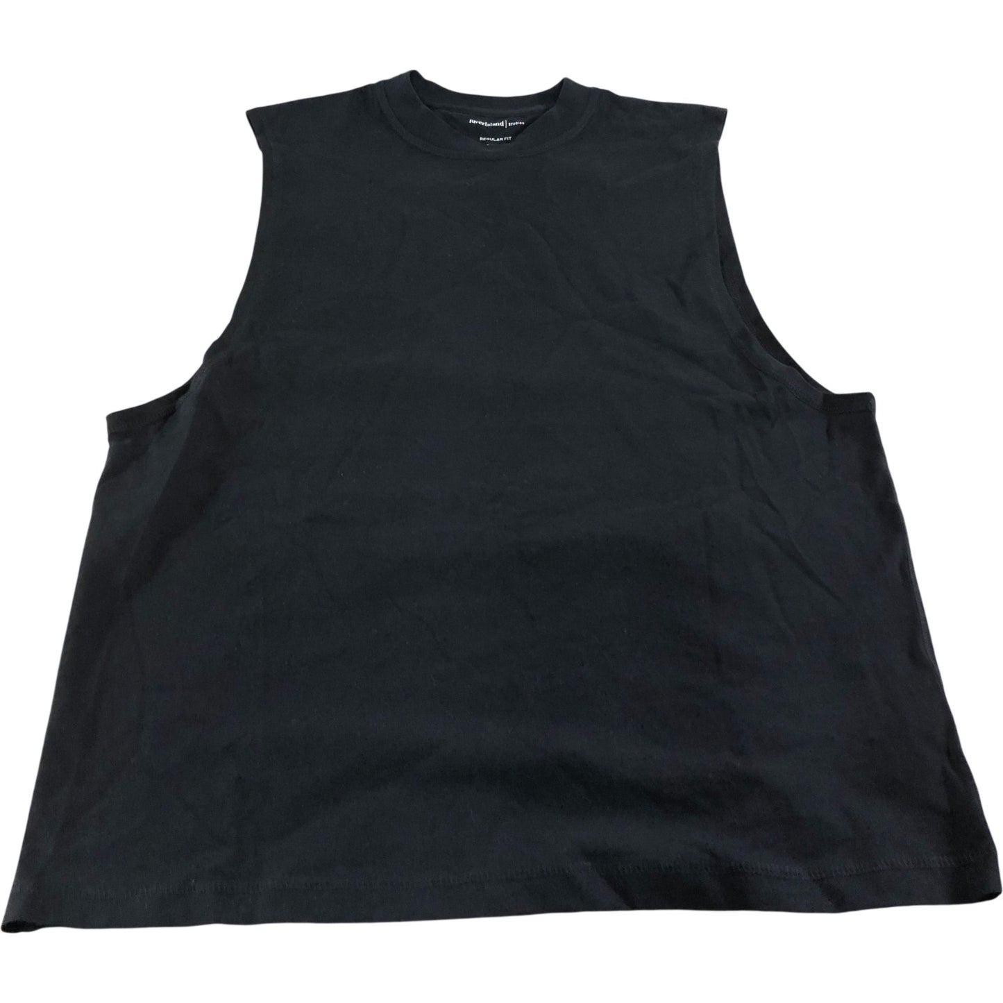 River Island Studios Sleeveless T-Shirt Size S Men's Regular Fit Black Cotton