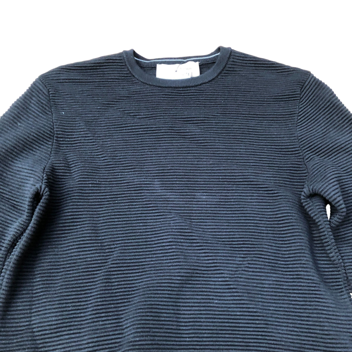 River Island Black Sweater Men's Crew Neck Textured Cotton Blend Jumper Medium