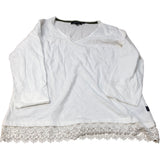 Weird Fish Dusty White V Neck Top Women's Organic Cotton Lace Trim Size 14