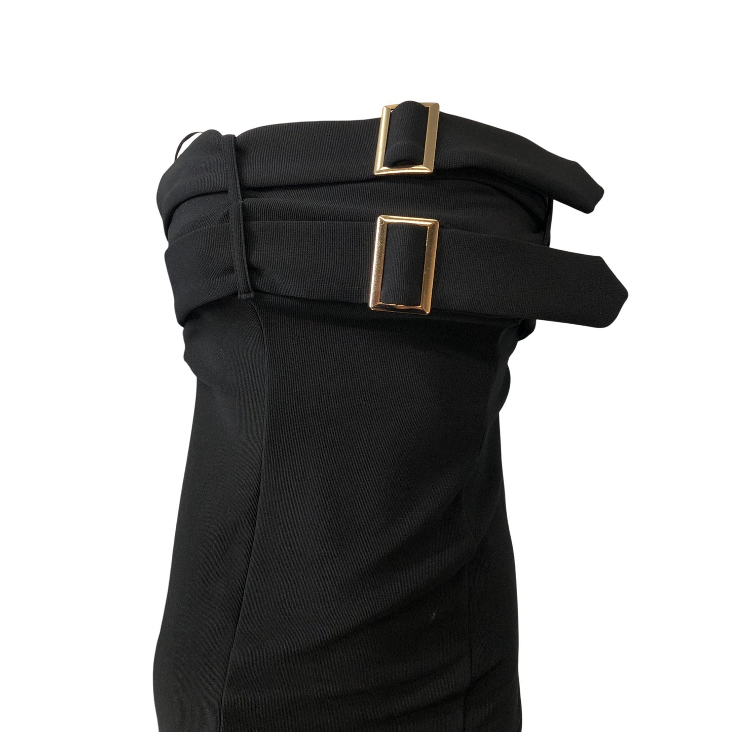 River Island Black Strapless Midi Dress With Buckle Detail UK Size Small