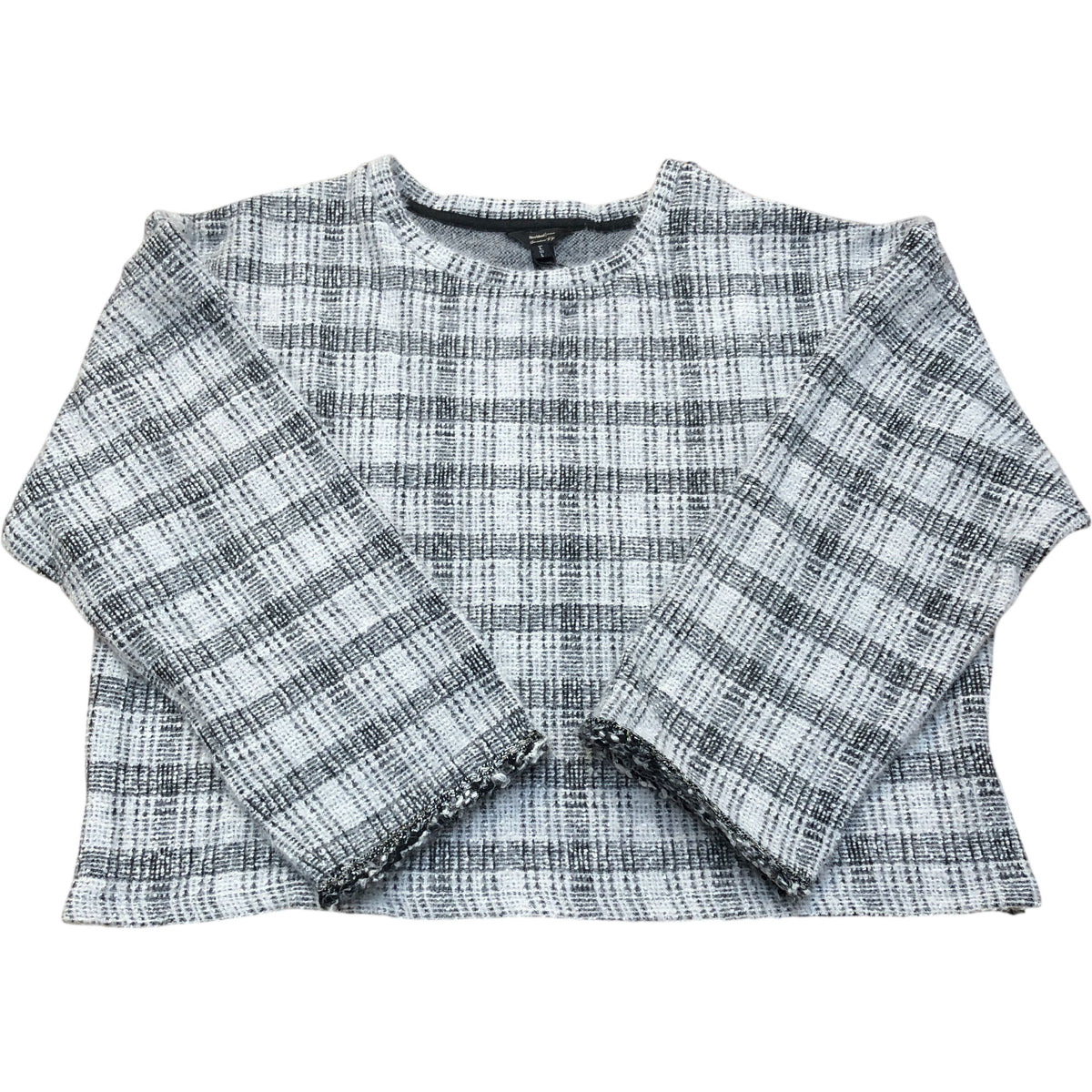 River Island Long Sleeve Checked Sweater Black & White