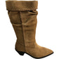 Isabelle Whipstitch Calf Boots Women's Tan Suede Pointed Heels