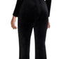 Nadine Merabi Velvet Black Jumpsuit Women's Long Sleeve Embellished Size 18