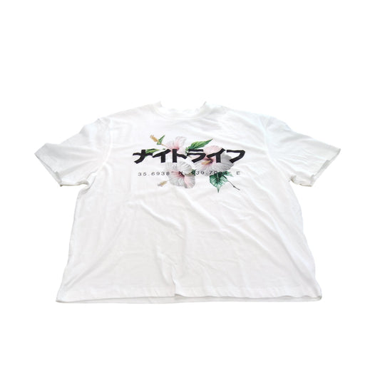 River Island Graphic T-Shirt Men's White Casual Wear Size XL Cotton Summer