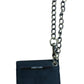 RFID Blocking Wallet Black Leather Chain Clip Closure Compact Design