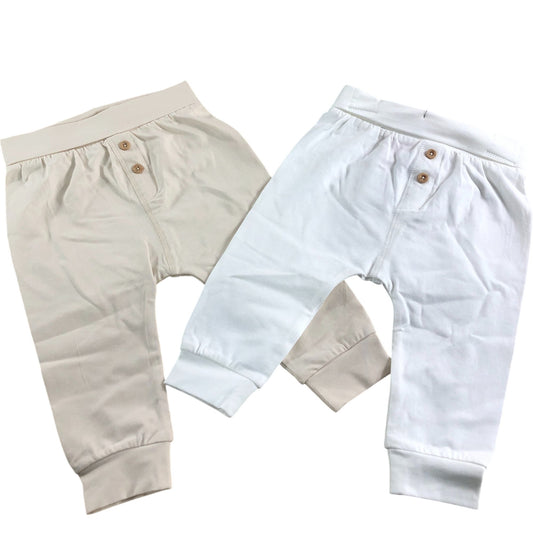 Baby Trousers Set Unisex Cotton Blend White Beige 3-6 Months