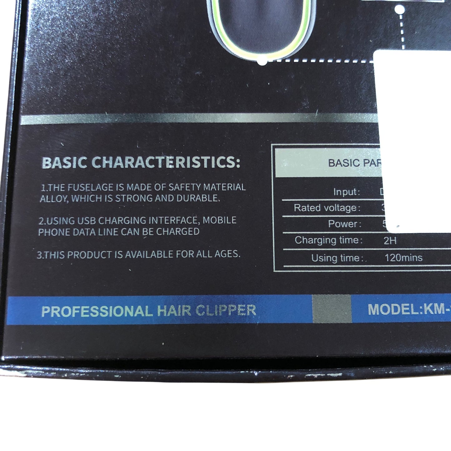 Kemei Professional Hair Clipper Model KM1257 USB Charging 1200mAh Battery