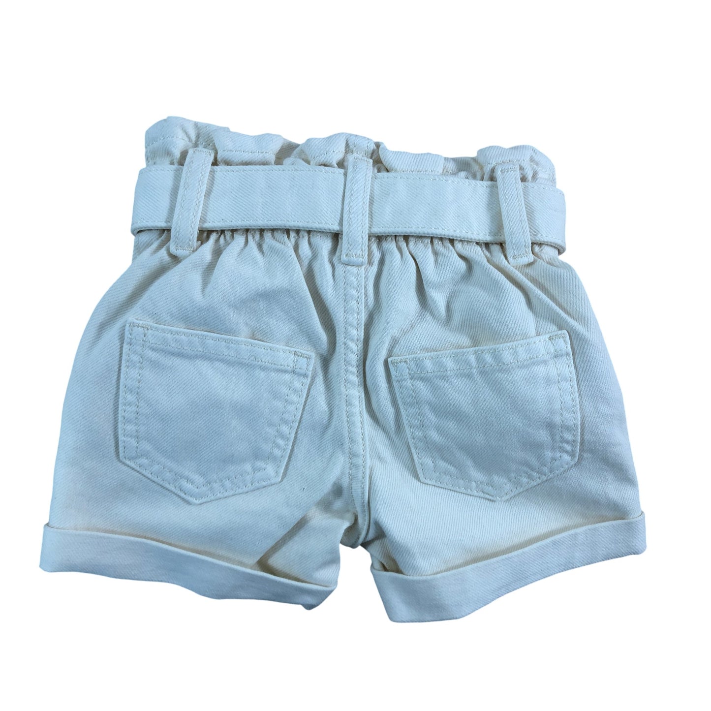 River Island Mini High Rise Shorts 6-9 Months Ecru Baby Girl Adjustable Fit