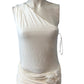 River Island White 60s Riv Sol Dress UK S Women's One Shoulder Wrap