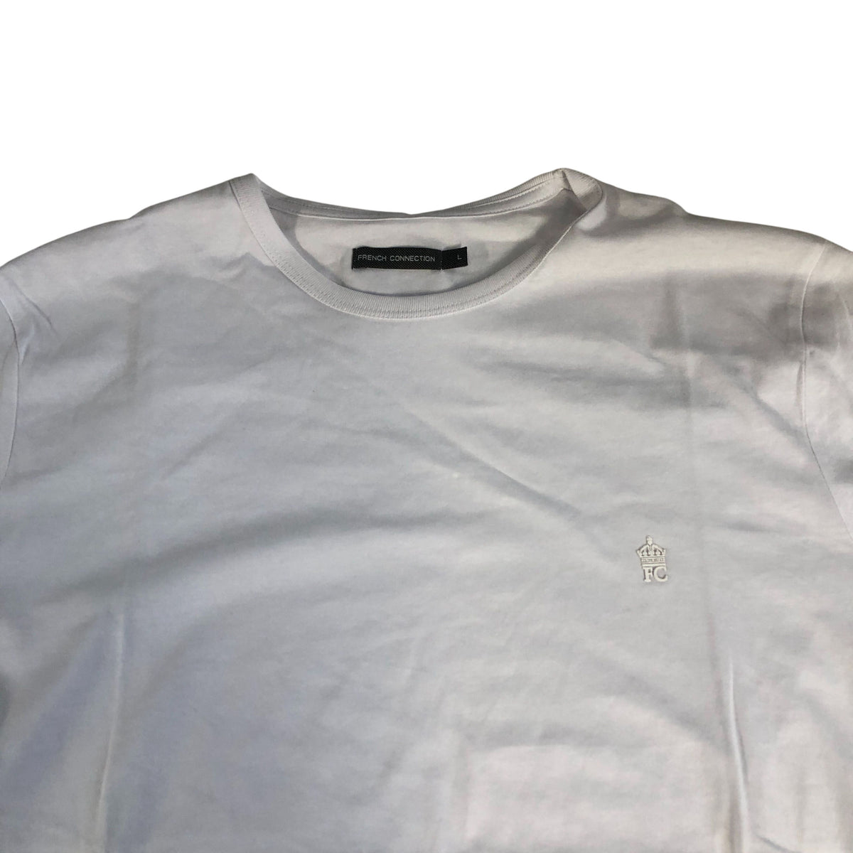 French Connection T-Shirt Men's White Cotton Short Sleeve Size L Casual Wear