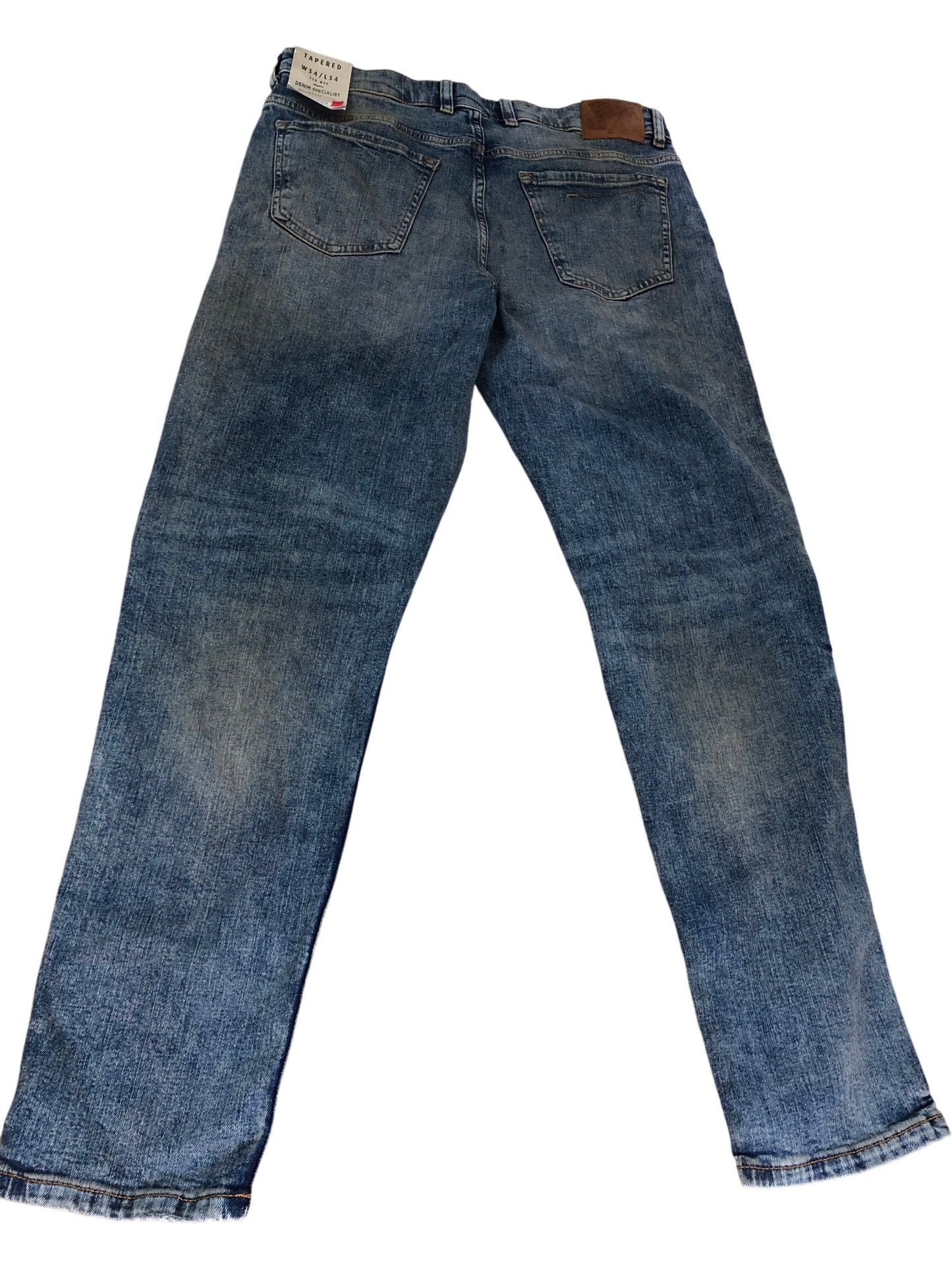 River Island Tapered Jeans W34 L34 Men's Blue Denim Comfortable Fit Fashion