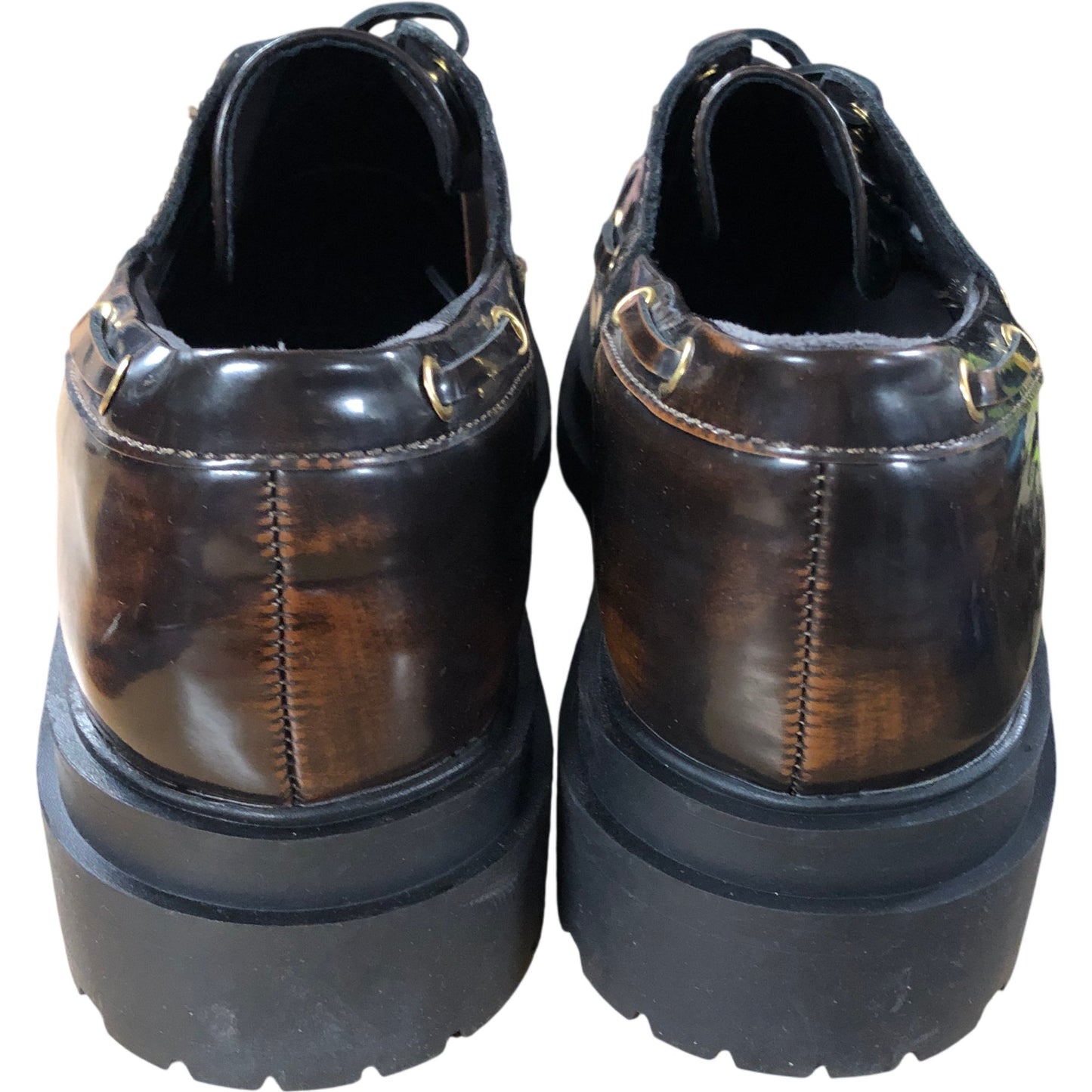 River Island Brown Chunky Brogues UK8 Women's Lace Up Synthetic Shoes