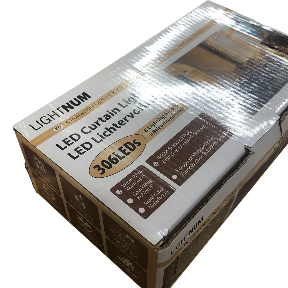 Lightnum LED Curtain Lights 306 LEDs Warm White Cool White 8 Modes IP44
