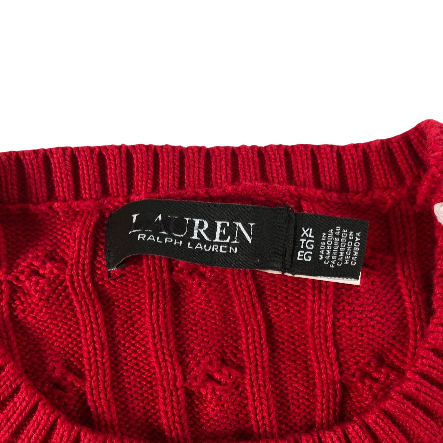 Lauren Ralph Lauren Cable Knit Jumper Women's Red Pullover Sweater XL UK14