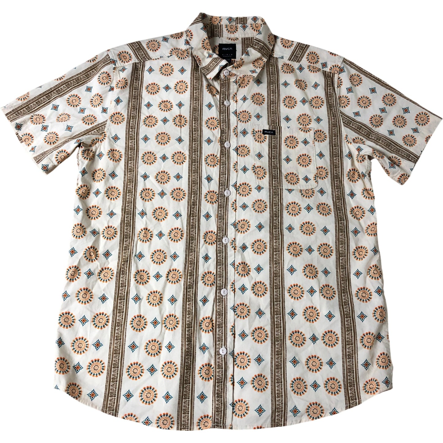 RVCA MIMI Regular Fit Casual Shirt Men's Floral Pattern Short Sleeve M