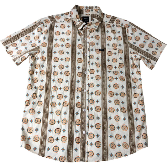 RVCA MIMI Regular Fit Casual Shirt Men's Floral Pattern Short Sleeve M