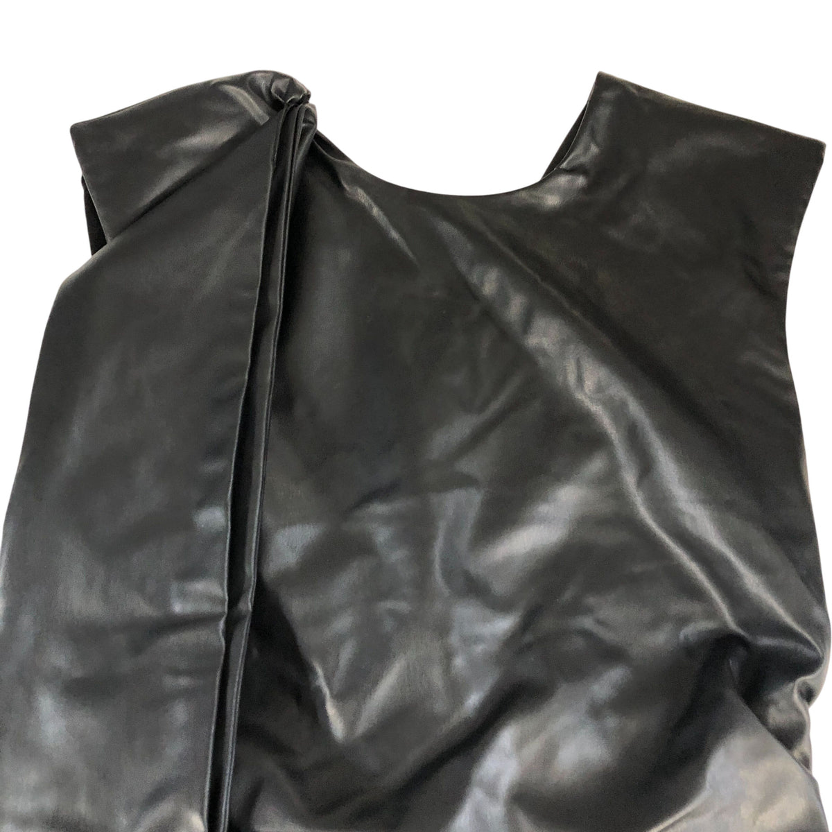 River Island Black Faux Leather Scarf Top Women’s Sleeveless Stylish Blouse