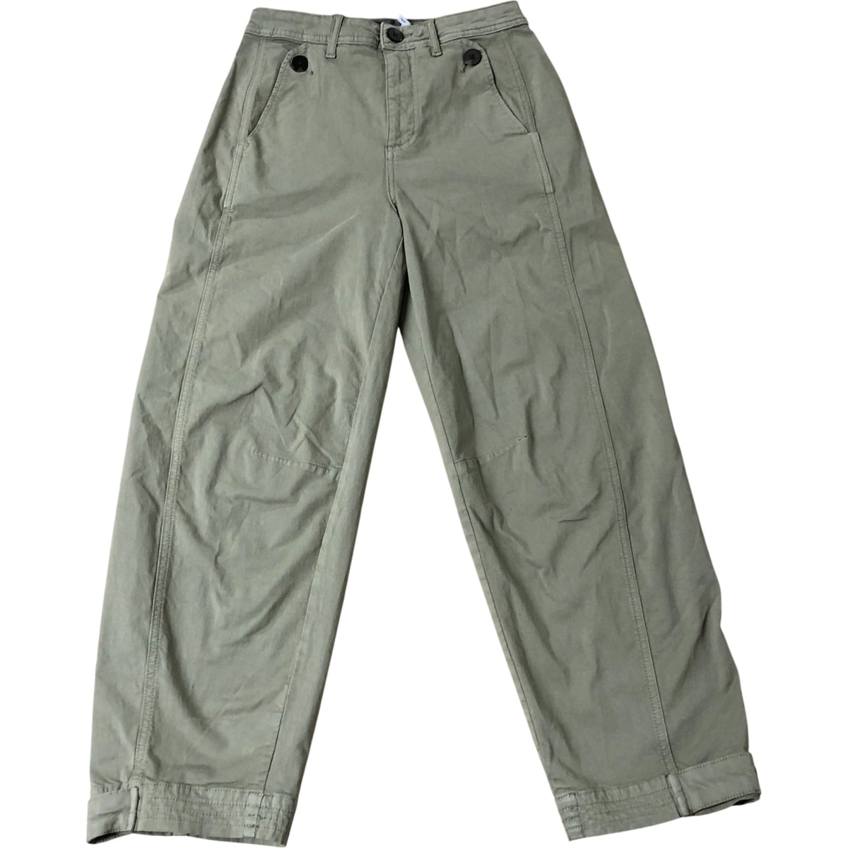 Khaki Washed Barrel Chino Trousers