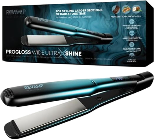 REVAMP Ultra X Shine Ceramic Straightener 125mm & 38mm Wider Plates ION