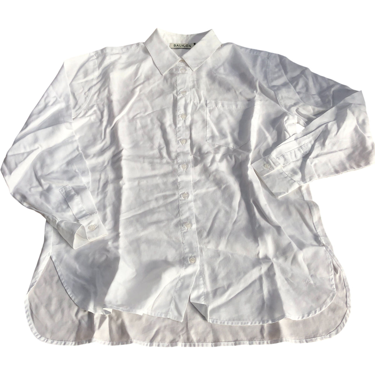 Baukjen Classic White Shirt Women's Long Sleeve Button Front Design