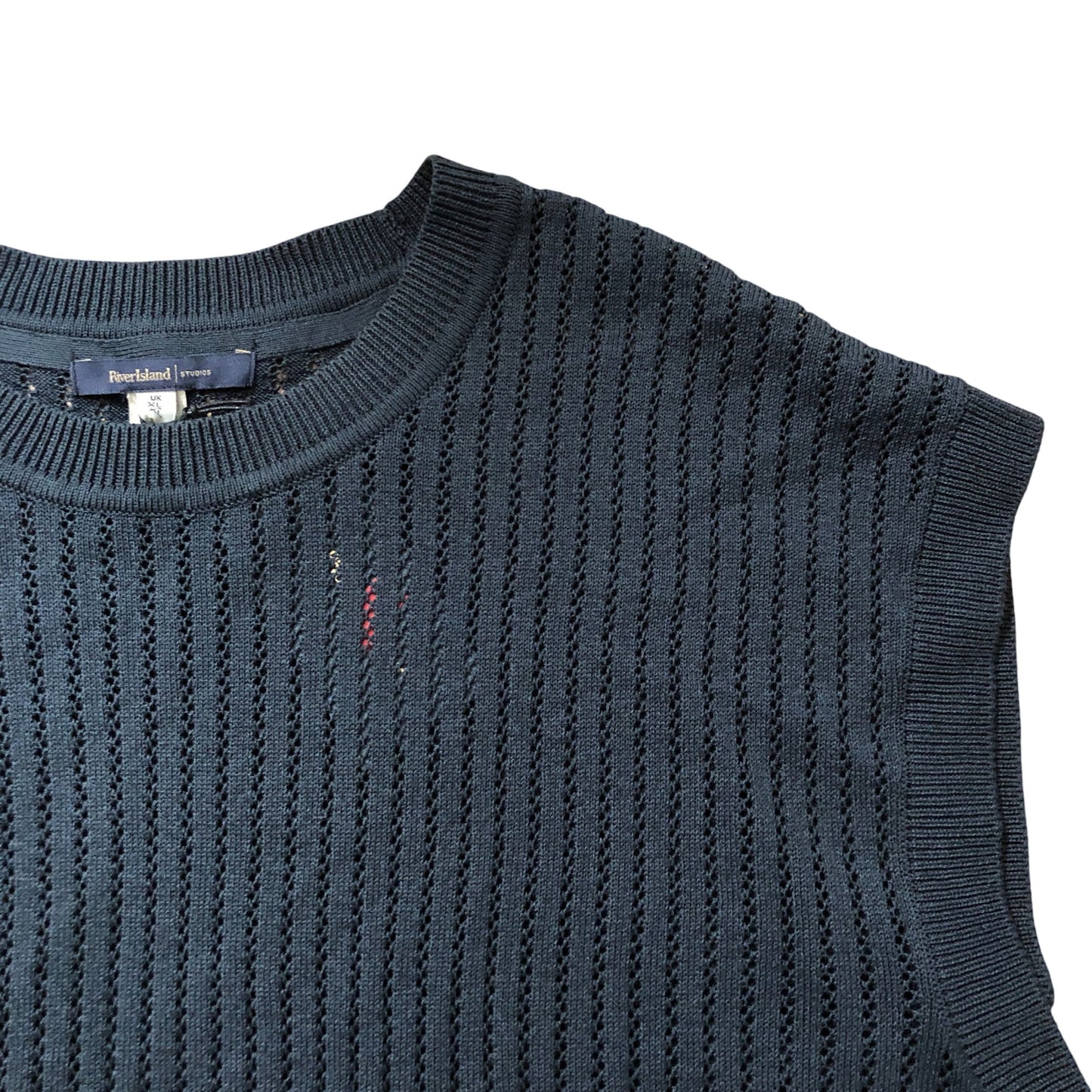 River Island Studios Navy Sleeveless Knit Jumper Top Size L