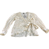 River Island Wrap Top UK12 Women's Long Sleeve Satin Cream Blouse