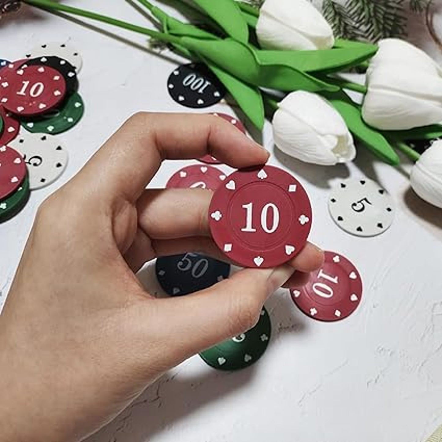 AGD Lights Poker Chip Set 100Pcs Premium Quality Gaming Chips Bundle