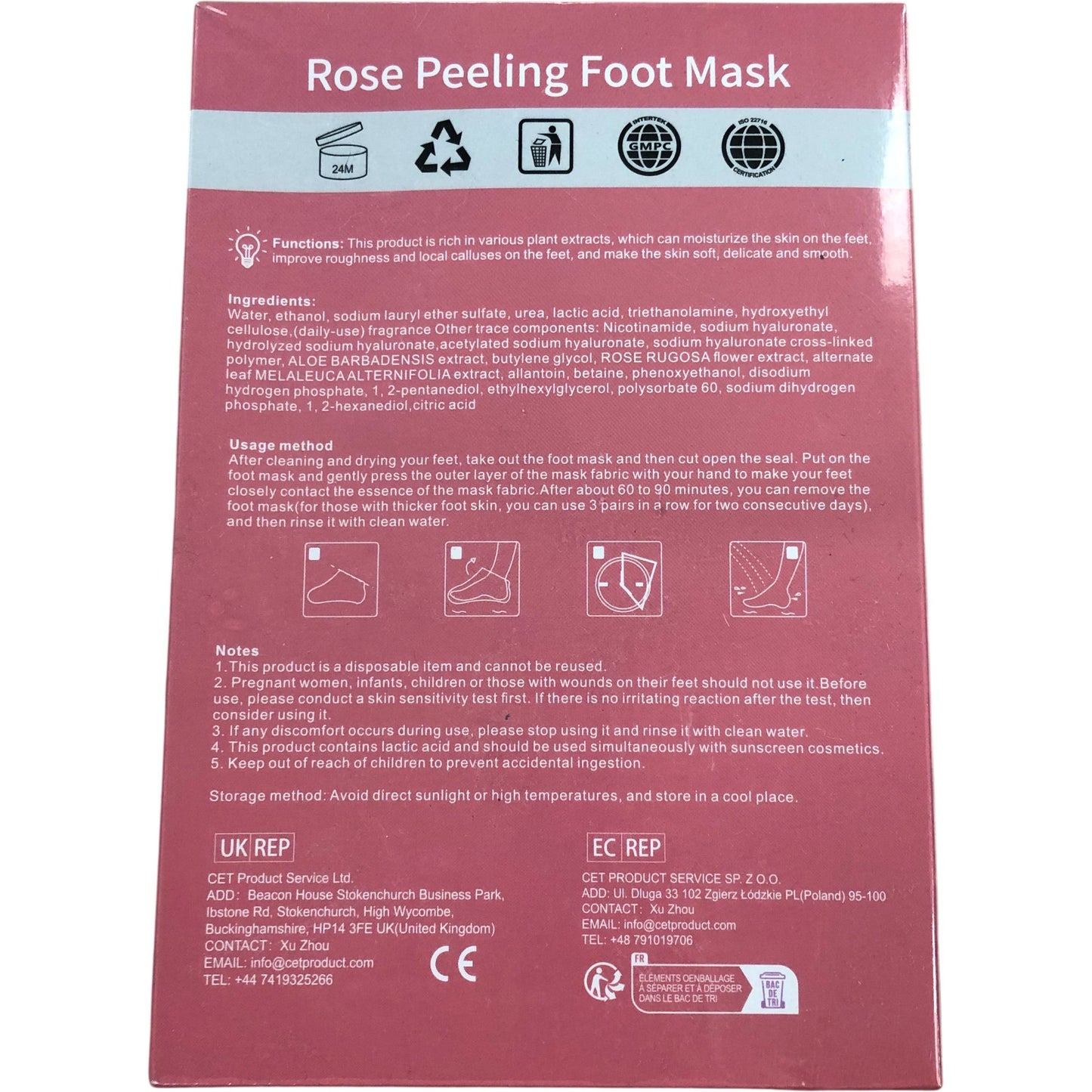 Dabacc Rose Peeling Foot Mask Nutritive And Moisturizing 40gx2 Bags