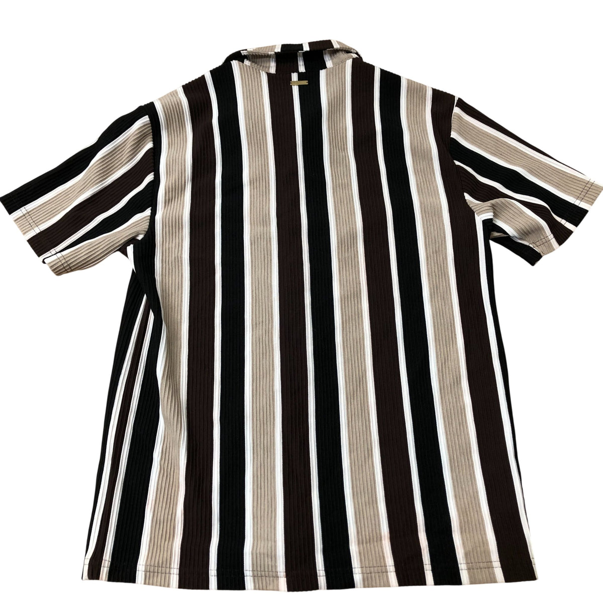 Branded Short Sleeve Casual Shirt Men's Striped Design Polyester Blend XS