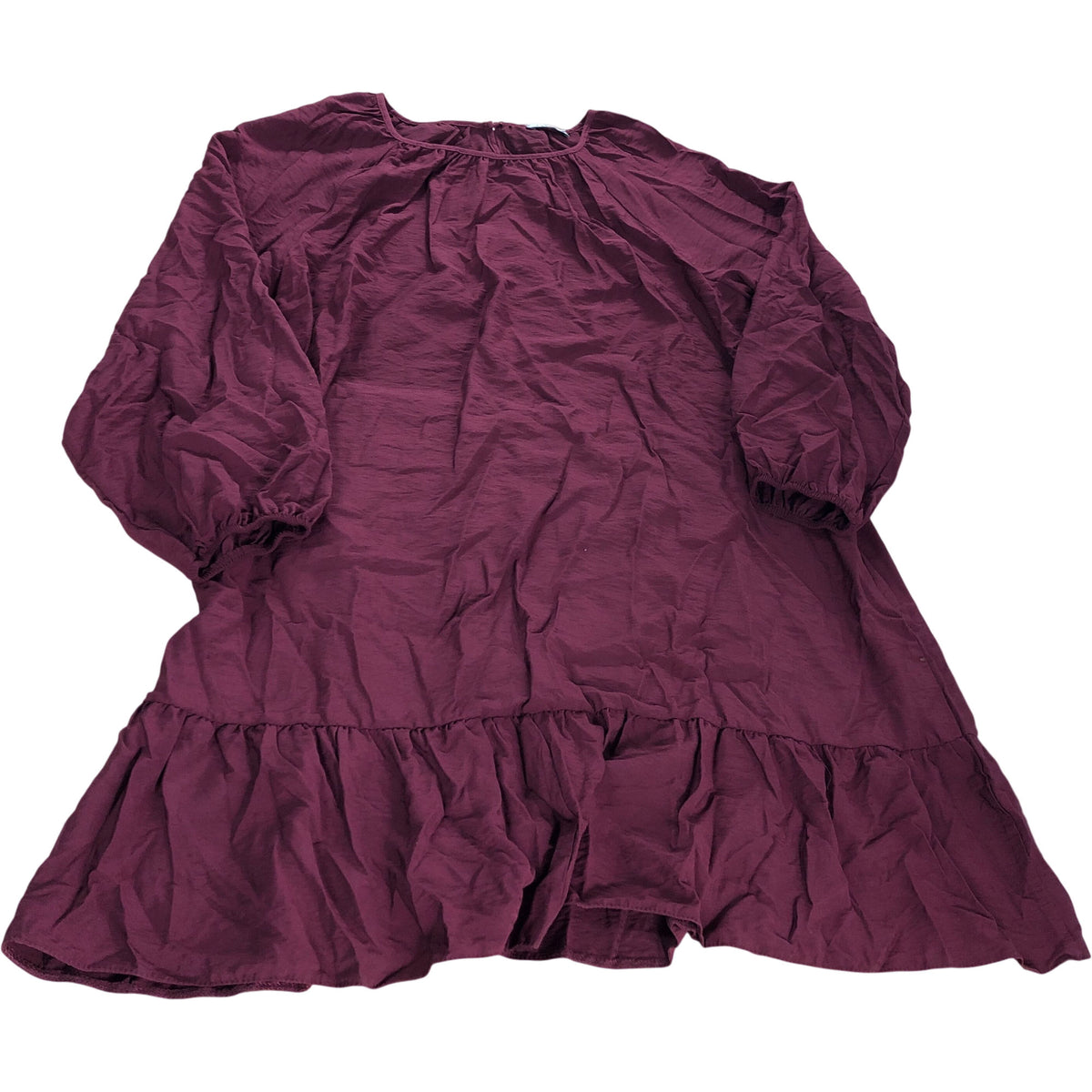 Women's Burgundy Long Sleeve Dress Elasticated Cuffs - Size 18