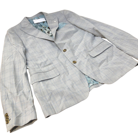 River Island Studios Light Grey Checked Blazer UK40R Men's Casual Smart Jacket